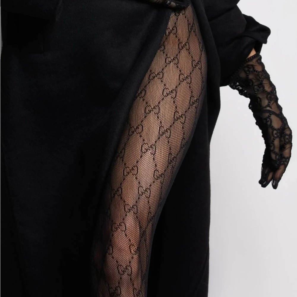 Gucci Black Mesh Interlocking GG Tights OS Size